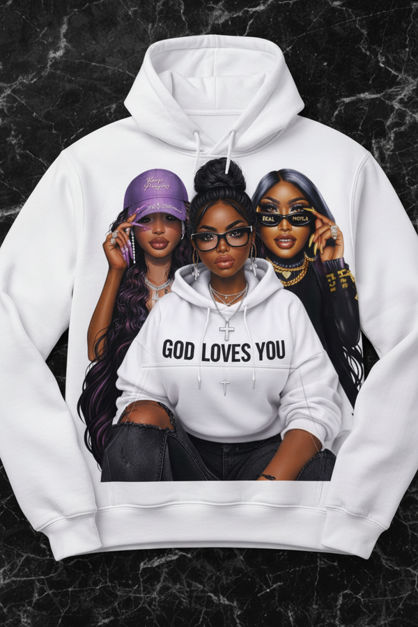 Monarch Pressure "God Loves You" Premium Hoodie – White
