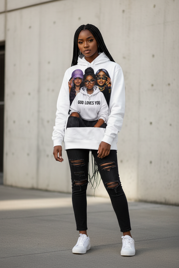 Monarch Pressure "God Loves You" Premium Hoodie – White