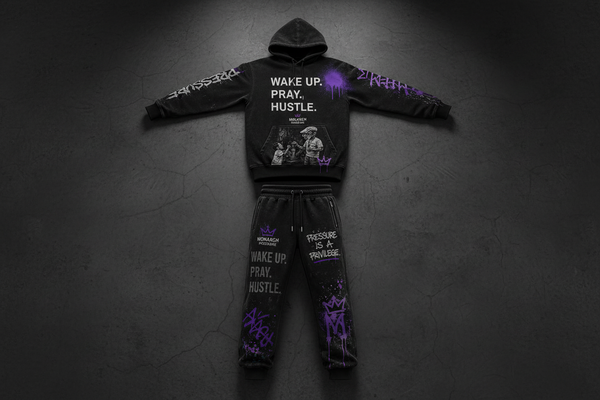 Monarch Pressure Sneak Hustle Black Purple Hoodie + Jogger Set